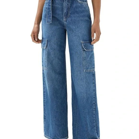 Reformation Blue Wide Leg cargo Jeans size 28 - Picture 2 of 6